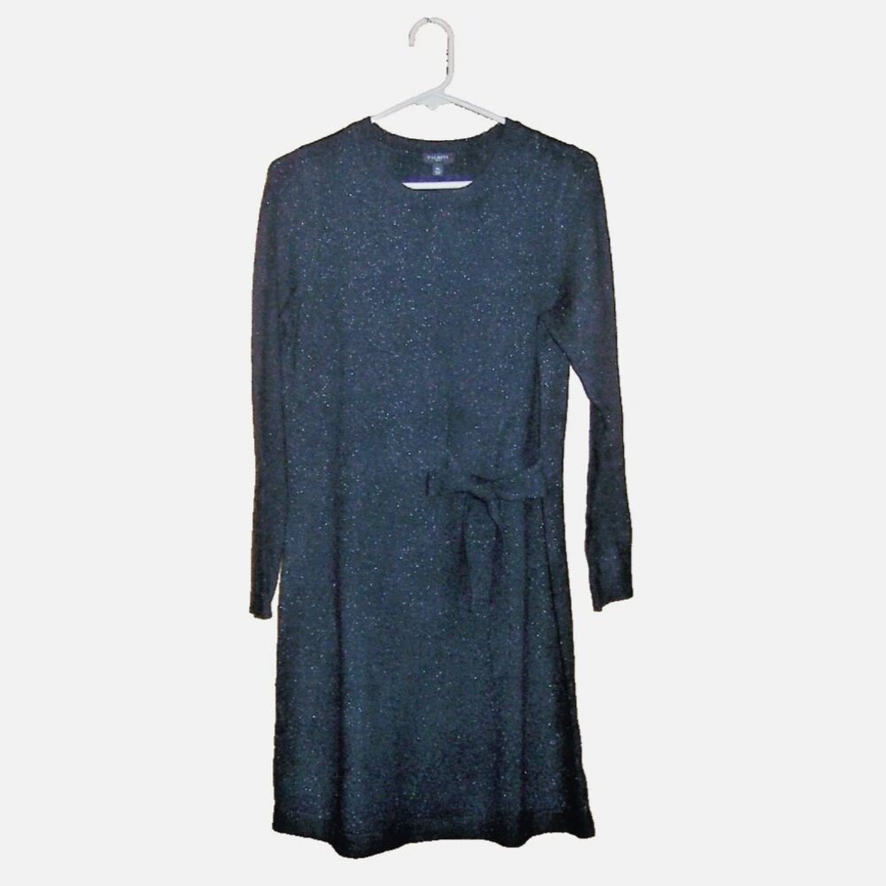 Talbots Black Sparkle Sweater Dress with Tie MP Medium Petite NWT Brand New $129